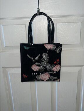 Ted Baker vinyl purse black floral printed butterfly